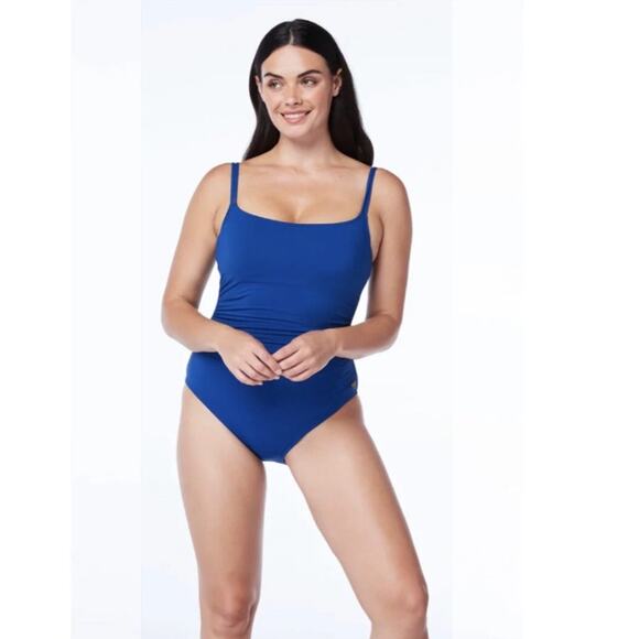 BLEU ROD BEATTIE The Kore One-Piece Swimsuit Size 12 Navy Blue Scoop Neck NWT - Picture 1 of 11